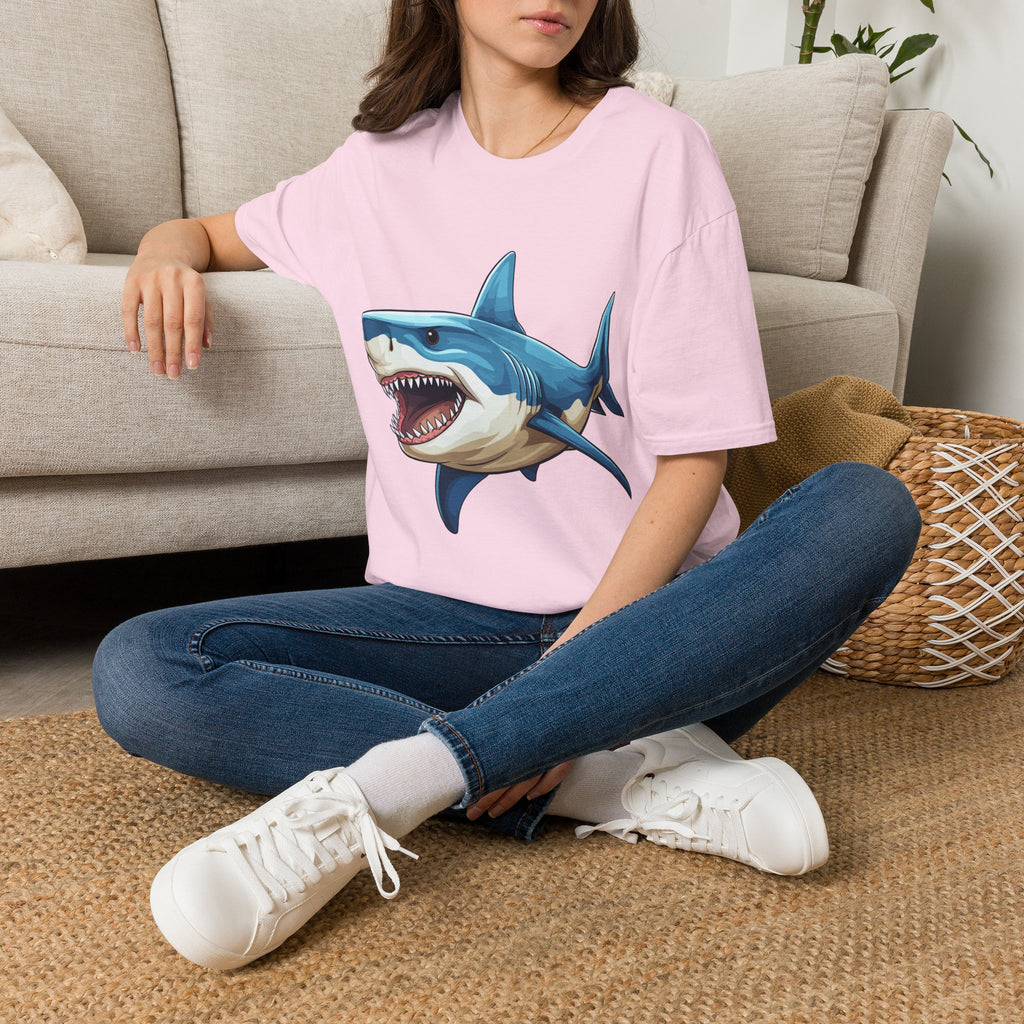 Shark Character T-Shirt Printed | Ocean Marine Life Inspired, Lightweight Cotton Tee