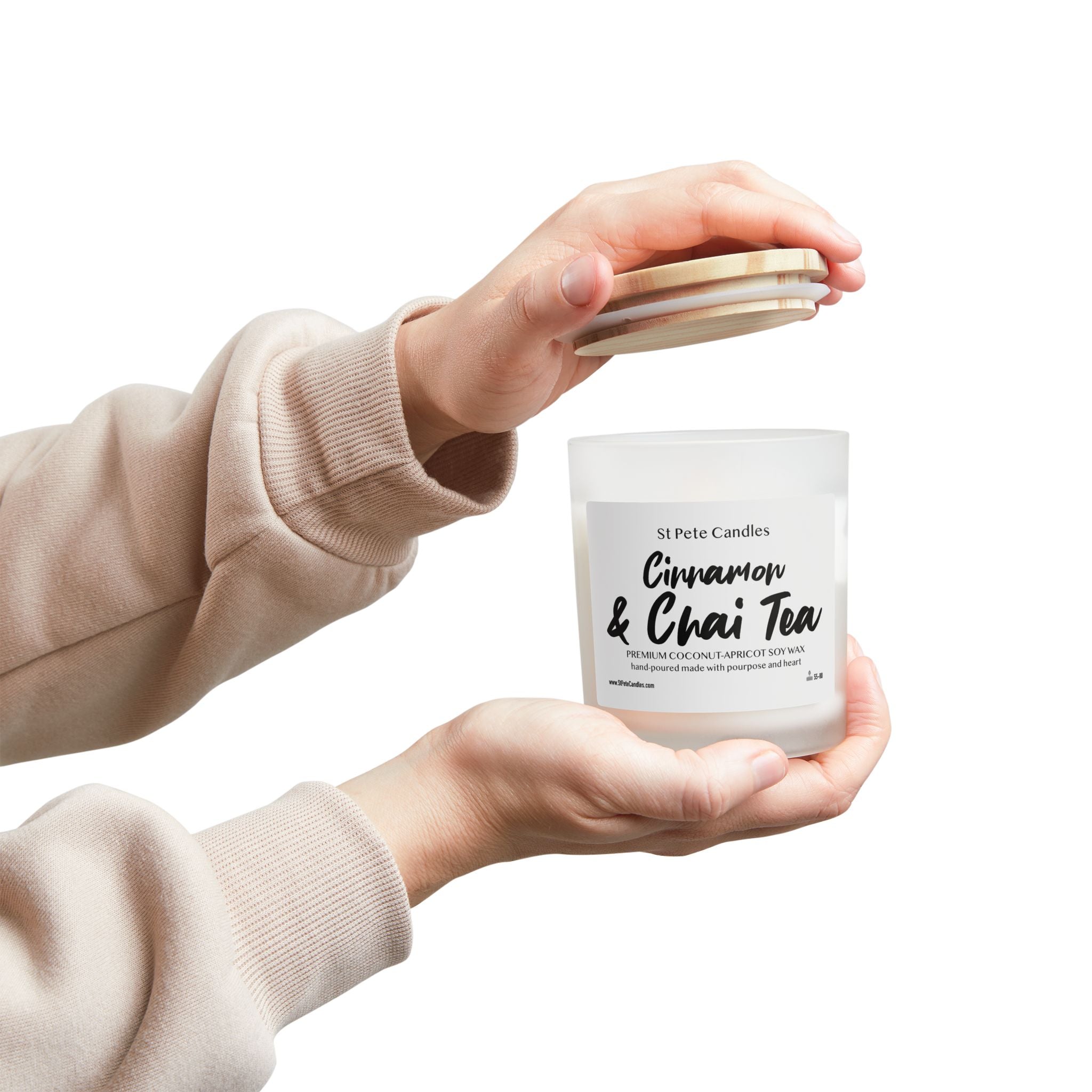 Cinnamon Chai Coconut Apricot Soy Candle, Hand Poured Clean Burning Wax, Coastal Scented Gift, 11oz
