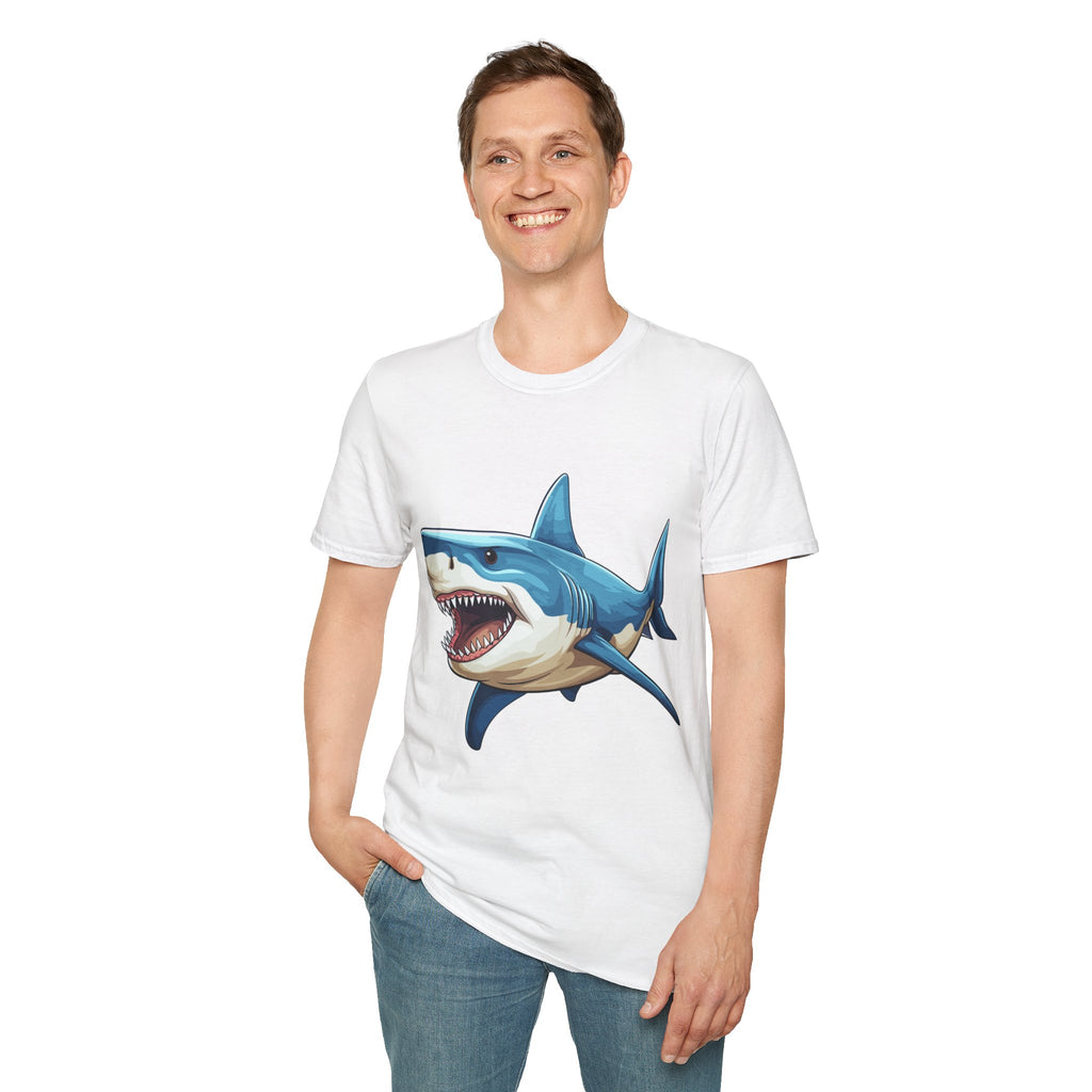 Shark Character T-Shirt Printed | Ocean Marine Life Inspired, Lightweight Cotton Tee