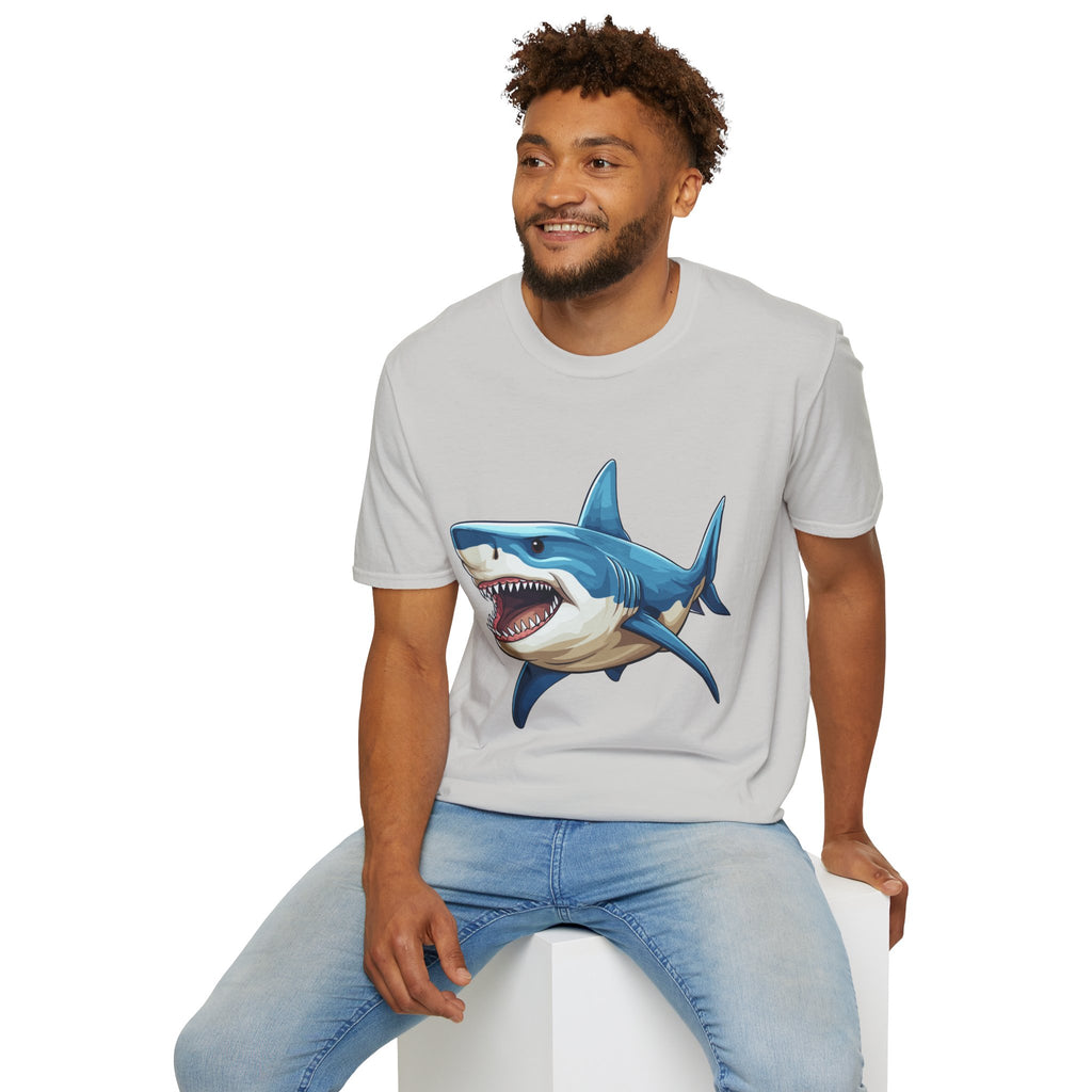 Shark Character T-Shirt Printed | Ocean Marine Life Inspired, Lightweight Cotton Tee