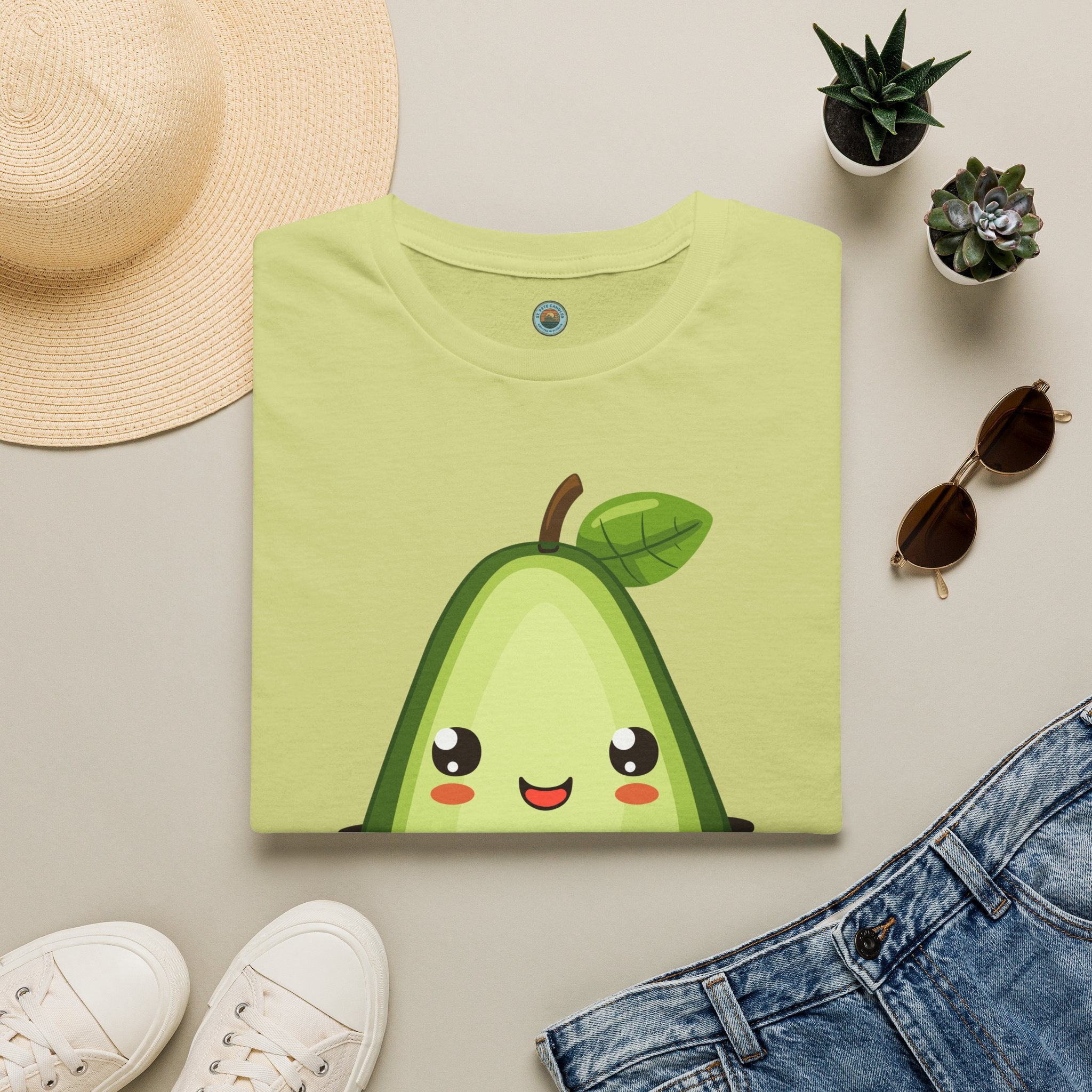 Kawaii Avocado Character T-Shirt