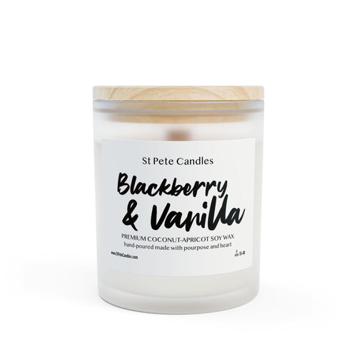 Blackberry Vanilla Coconut Apricot Soy Candle, Hand Poured Clean Burning Wax, Coastal Scented Gift, 11oz