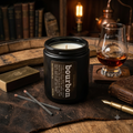 Bourbon Mandarin Scented Fragrance, Mens Cologne Soy Wax Candle, Wood Coaster Gift for Him