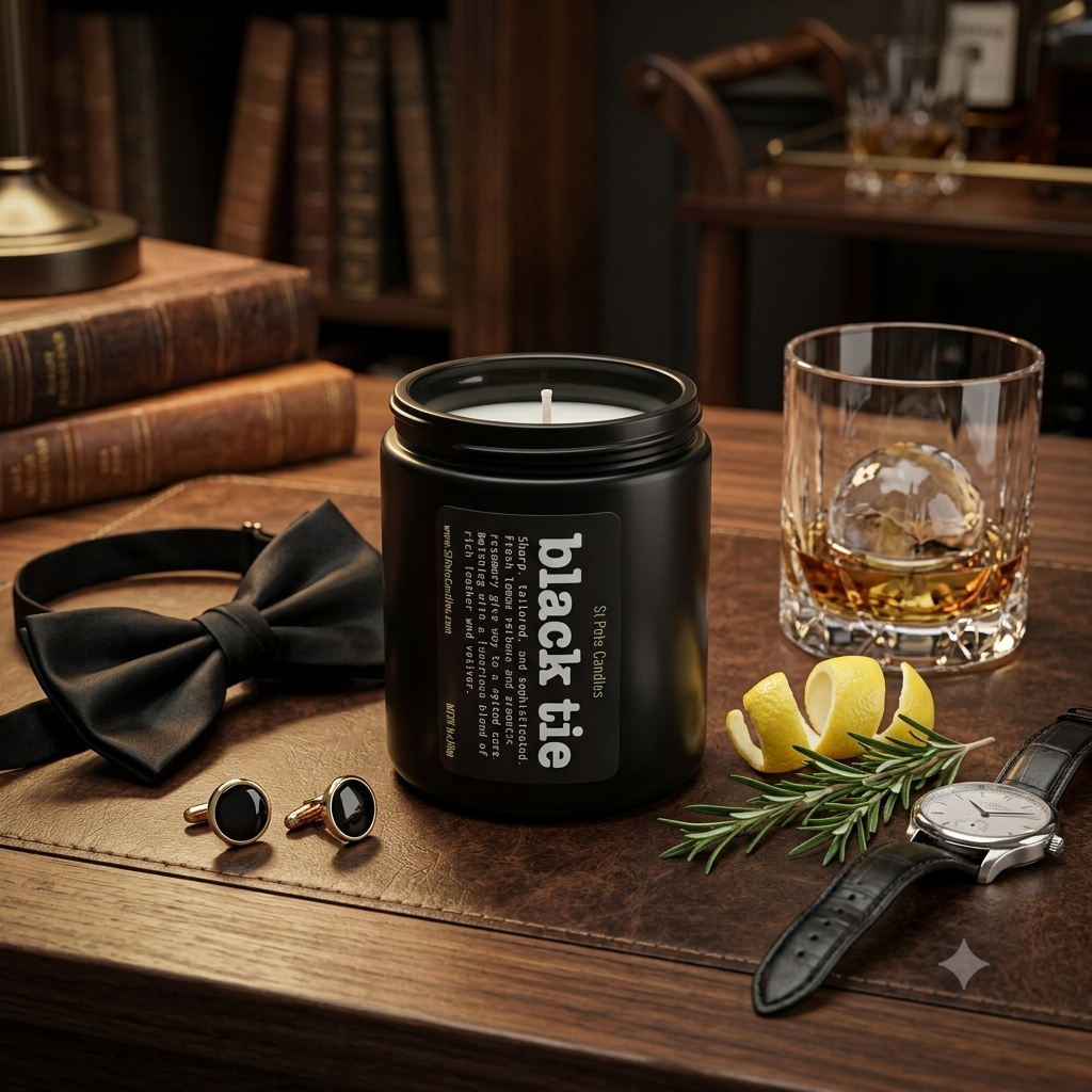 Leather Sandalwood Scented Fragrance, Mens Cologne Soy Wax Candle, Wood Coaster Gift for Him