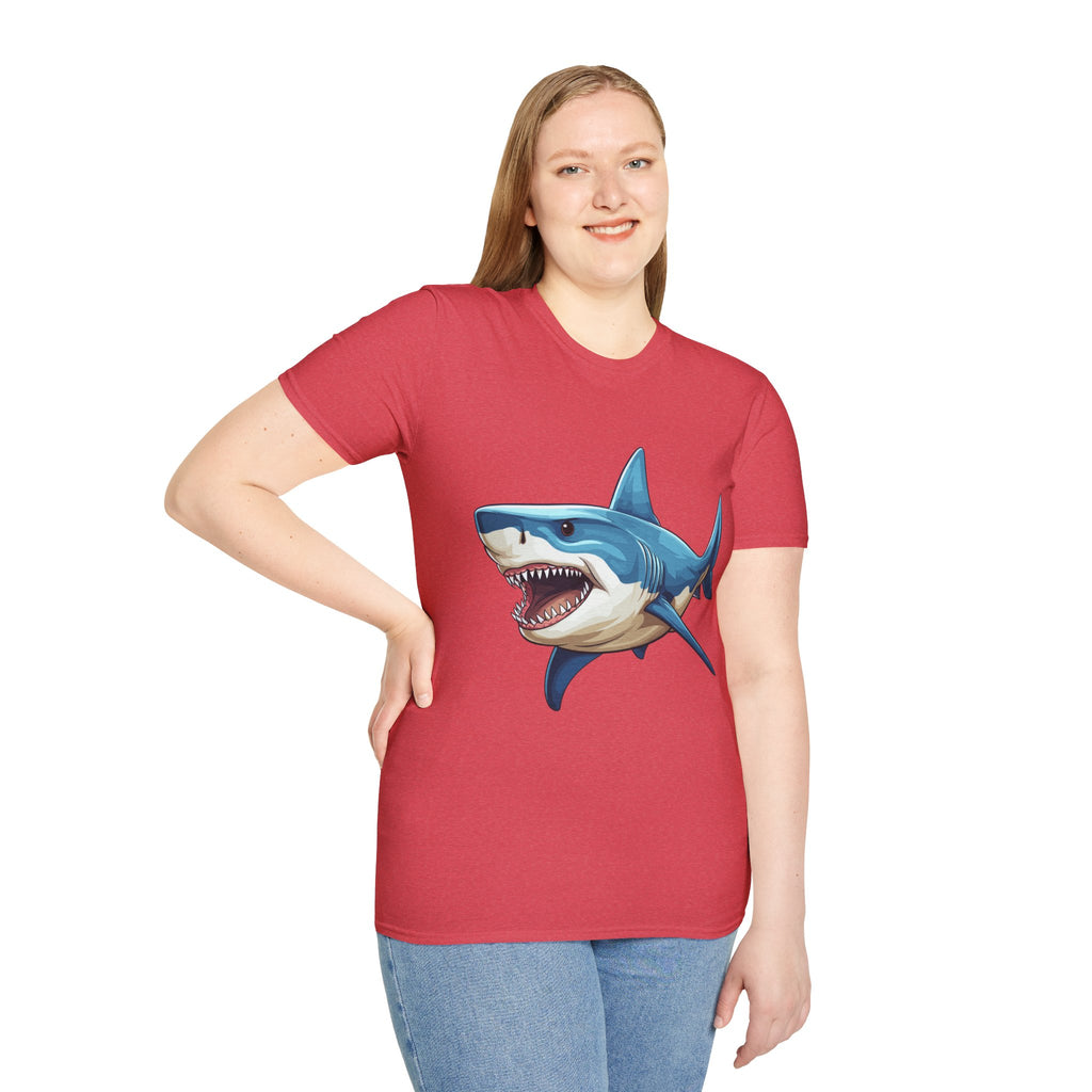 Shark Character T-Shirt Printed | Ocean Marine Life Inspired, Lightweight Cotton Tee