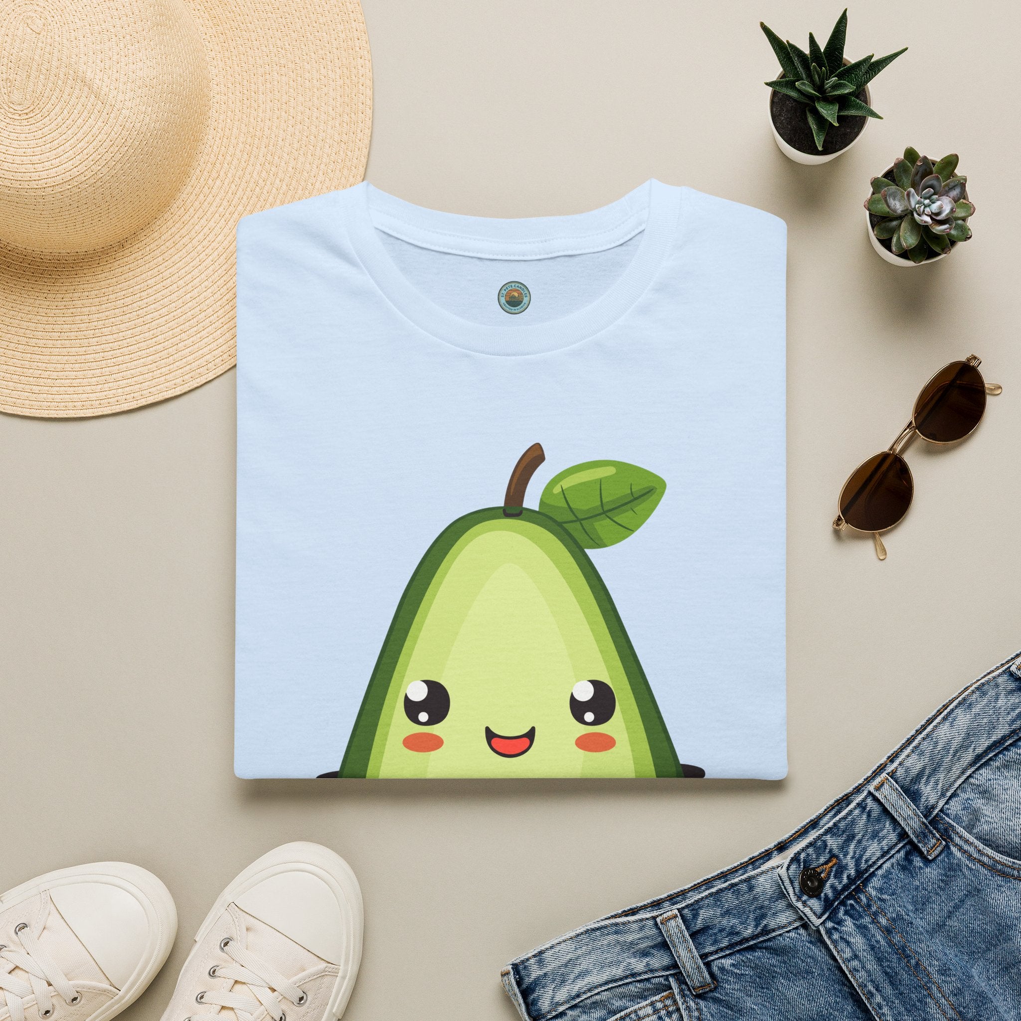 Kawaii Avocado Character T-Shirt