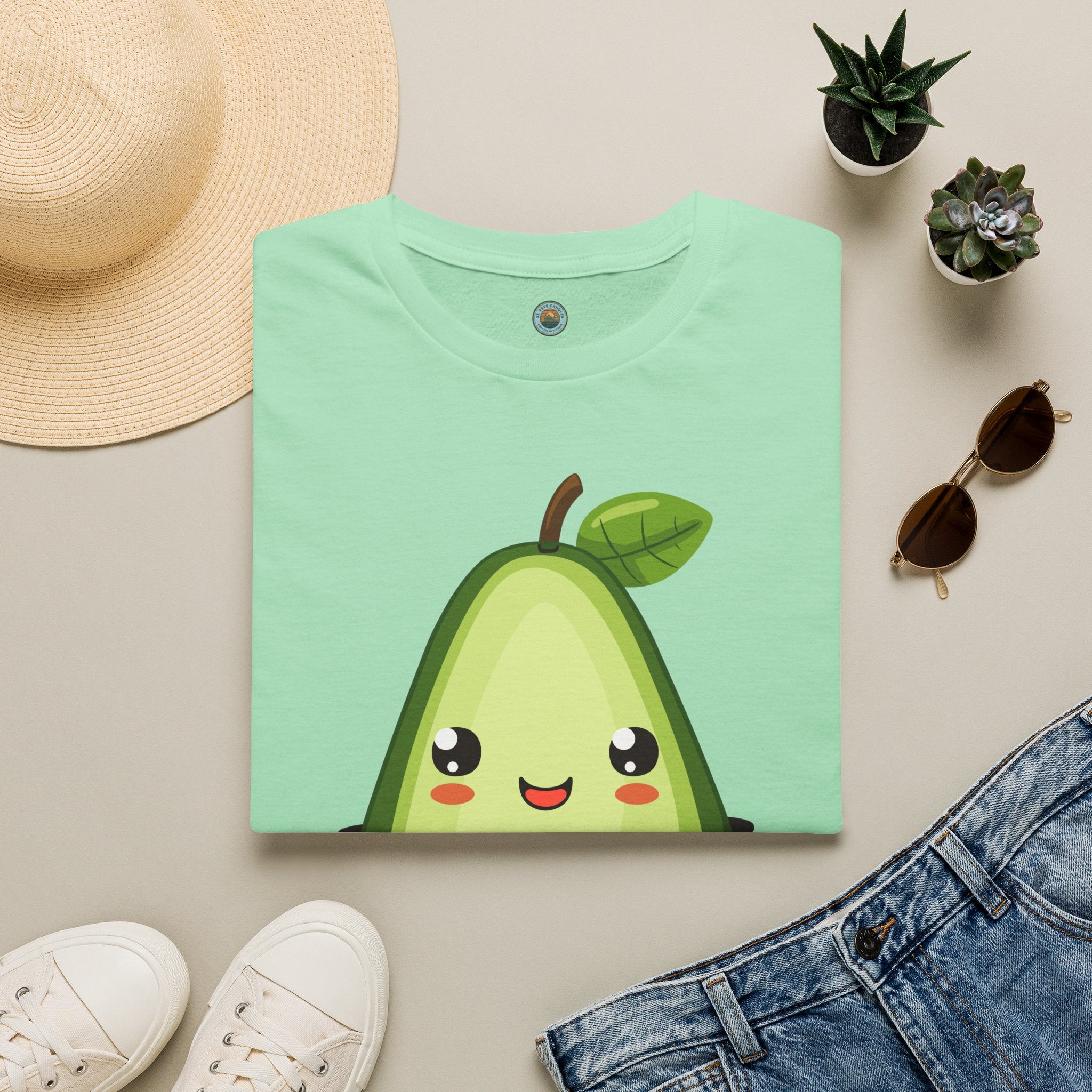 Kawaii Avocado Character T-Shirt