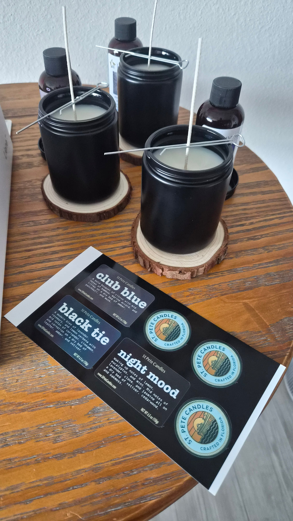 Citrus Musk Scented Fragrance, Mens Cologne Soy Wax Candle, Wood Coaster Gift for Him
