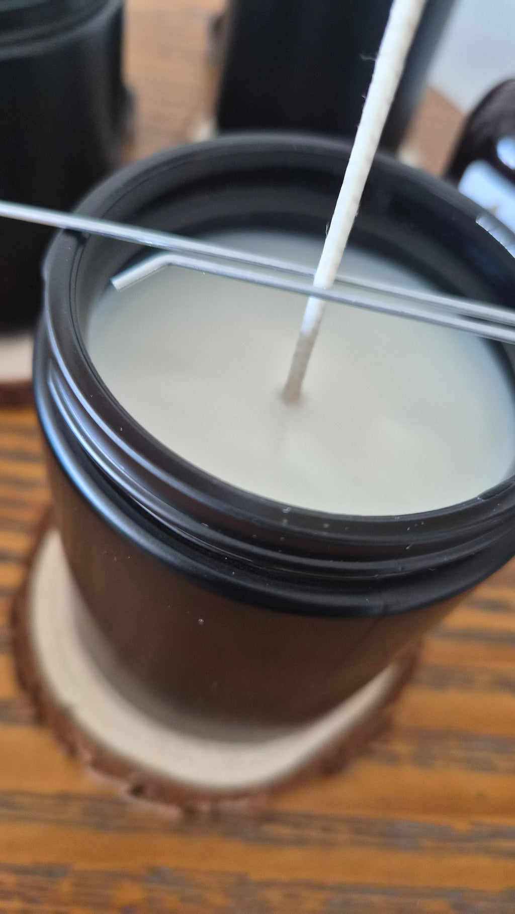 Citrus Musk Scented Fragrance, Mens Cologne Soy Wax Candle, Wood Coaster Gift for Him
