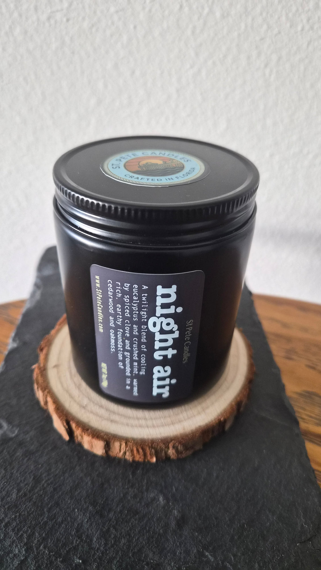 Eucalyptus Mint Scented Fragrance, Mens Cologne Soy Wax Candle, Wood Coaster Gift for Him
