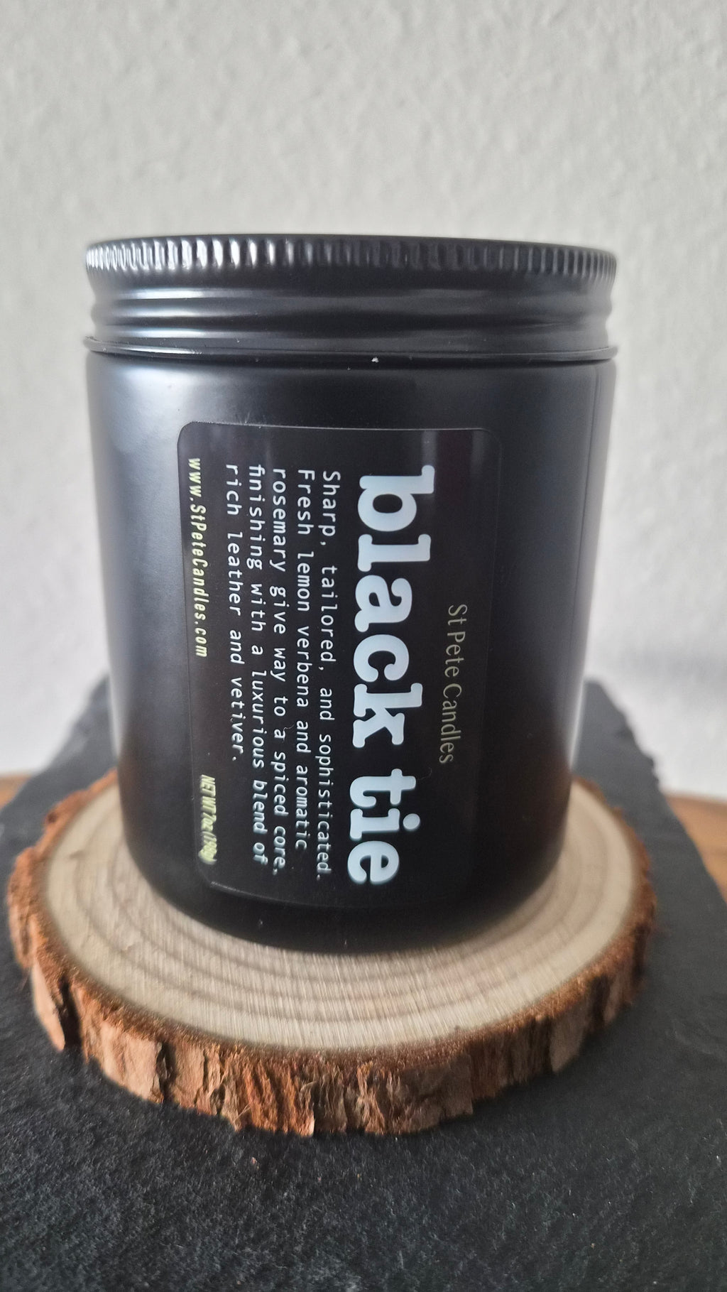 Leather Sandalwood Scented Fragrance, Mens Cologne Soy Wax Candle, Wood Coaster Gift for Him