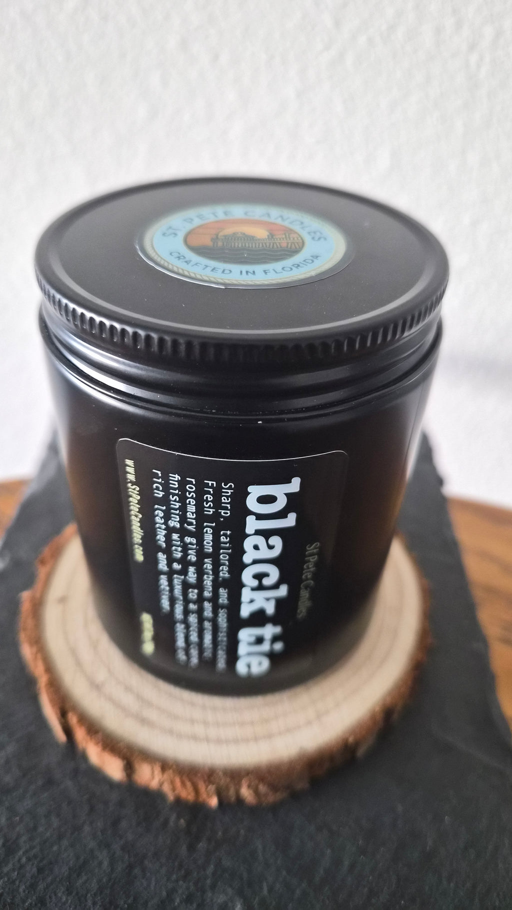 Leather Sandalwood Scented Fragrance, Mens Cologne Soy Wax Candle, Wood Coaster Gift for Him