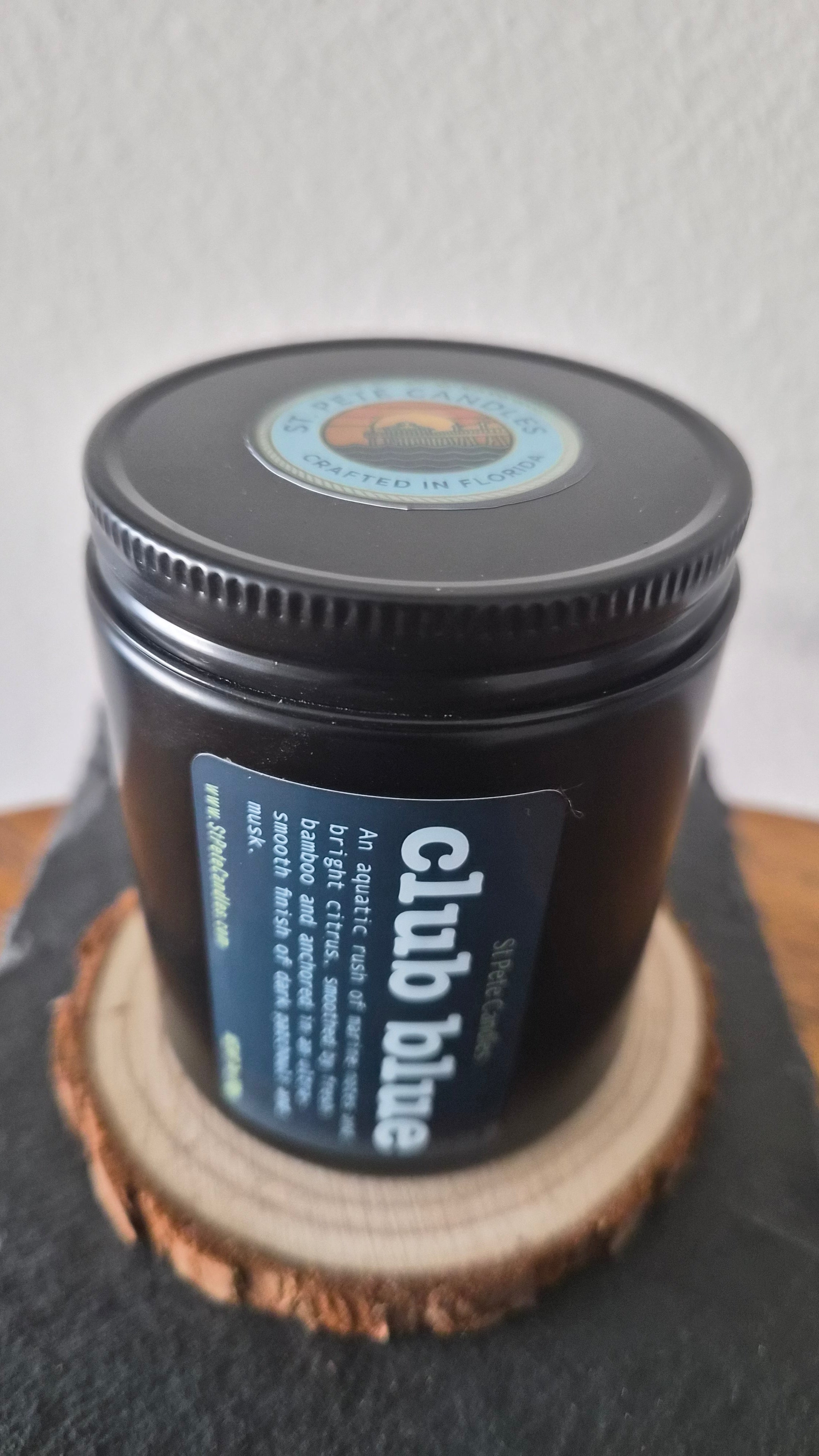 Citrus Musk Scented Fragrance, Mens Cologne Soy Wax Candle, Wood Coaster Gift for Him