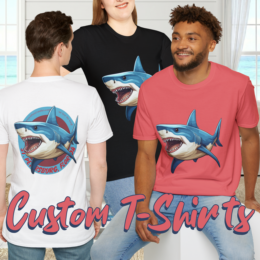 Shark Character T-Shirt Printed | Ocean Marine Life Inspired, Lightweight Cotton Tee