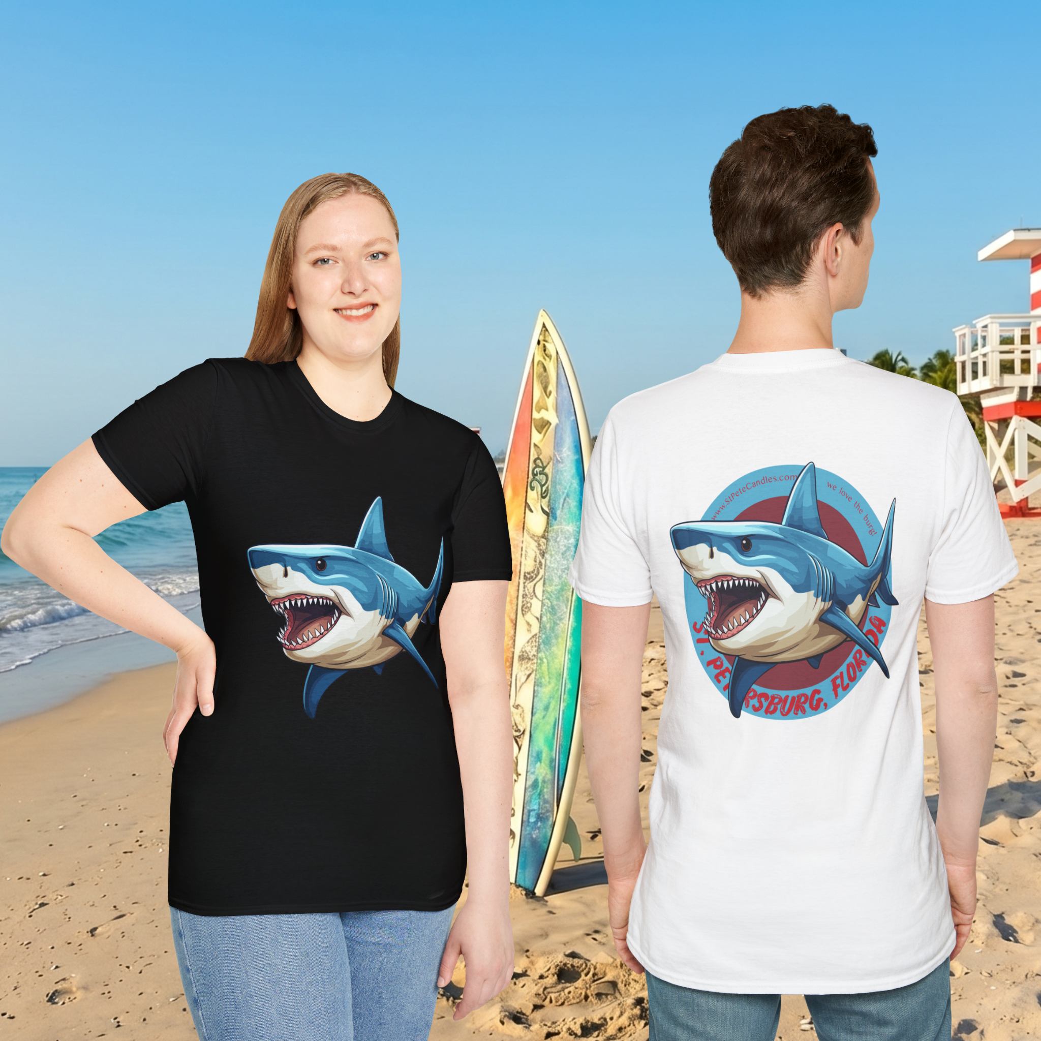Shark Character T-Shirt Printed | Ocean Marine Life Inspired, Lightweight Cotton Tee