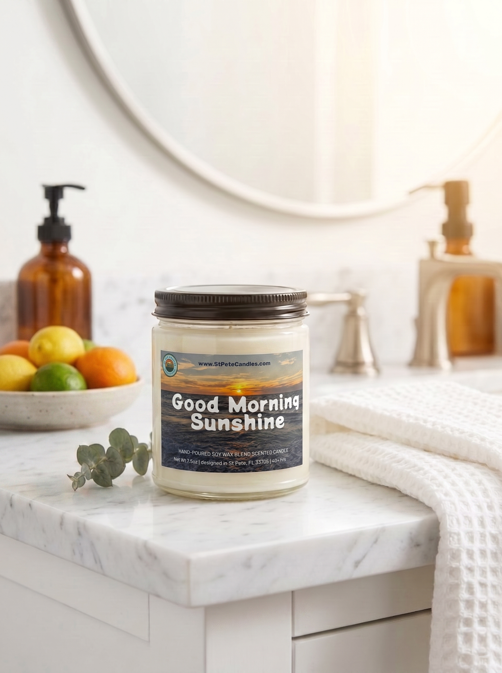 Sea Breeze Soy Candle, Coastal Scented Candle, Hand Poured Clean Burning Wax, Gift Idea, Good Morning Sunshine, 9oz