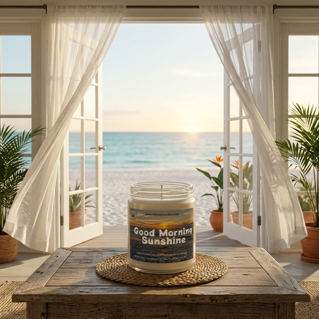 Sea Breeze Soy Candle, Coastal Scented Candle, Hand Poured Clean Burning Wax, Gift Idea, Good Morning Sunshine, 9oz