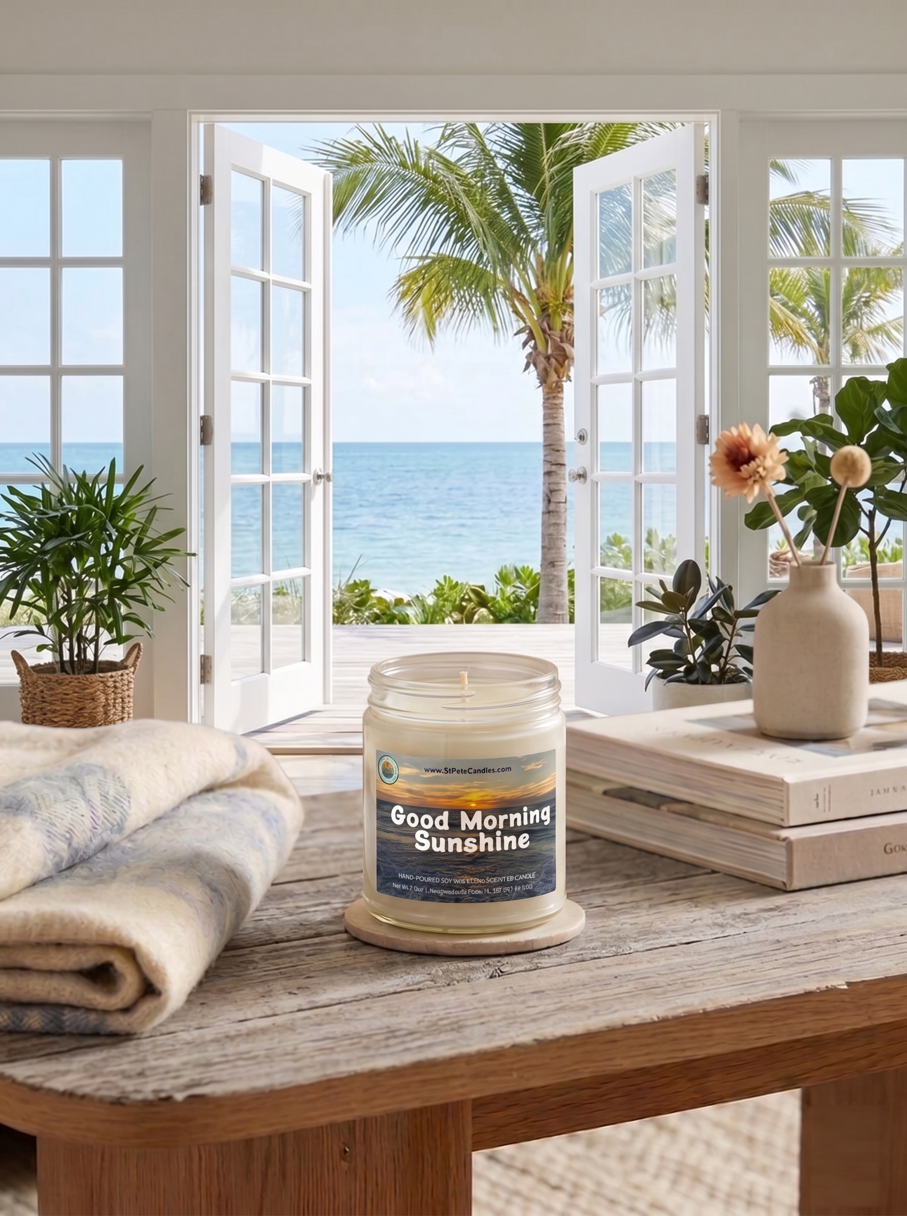 Sea Breeze Soy Candle, Coastal Scented Candle, Hand Poured Clean Burning Wax, Gift Idea, Good Morning Sunshine, 9oz