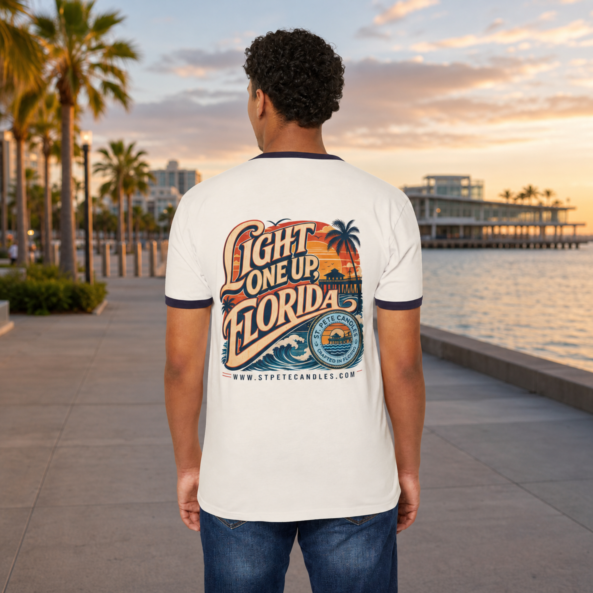 Vintage Florida Sunset T-Shirt, Wick Happens Ringer Tee