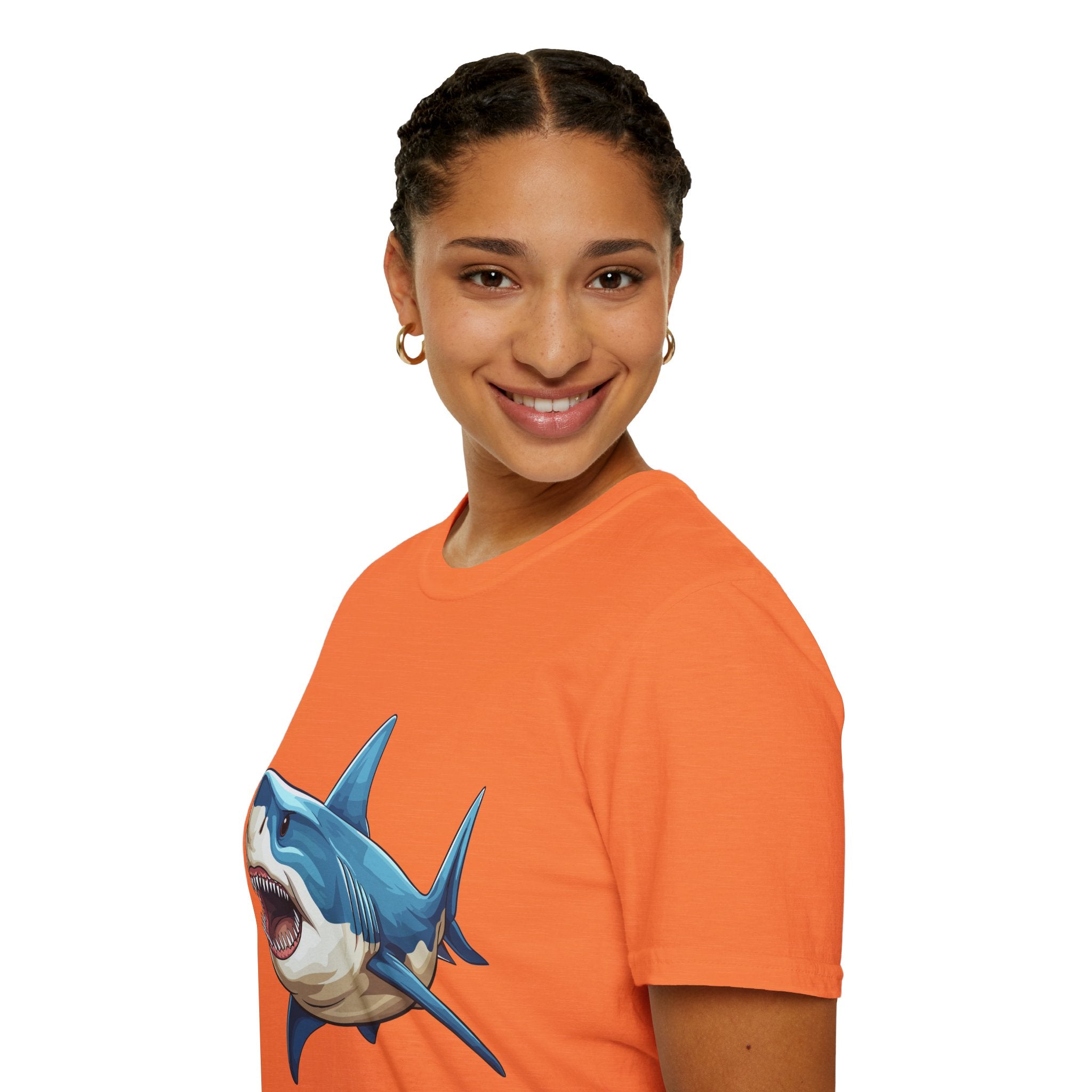 Shark Character T-Shirt Printed | Ocean Marine Life Inspired, Lightweight Cotton Tee