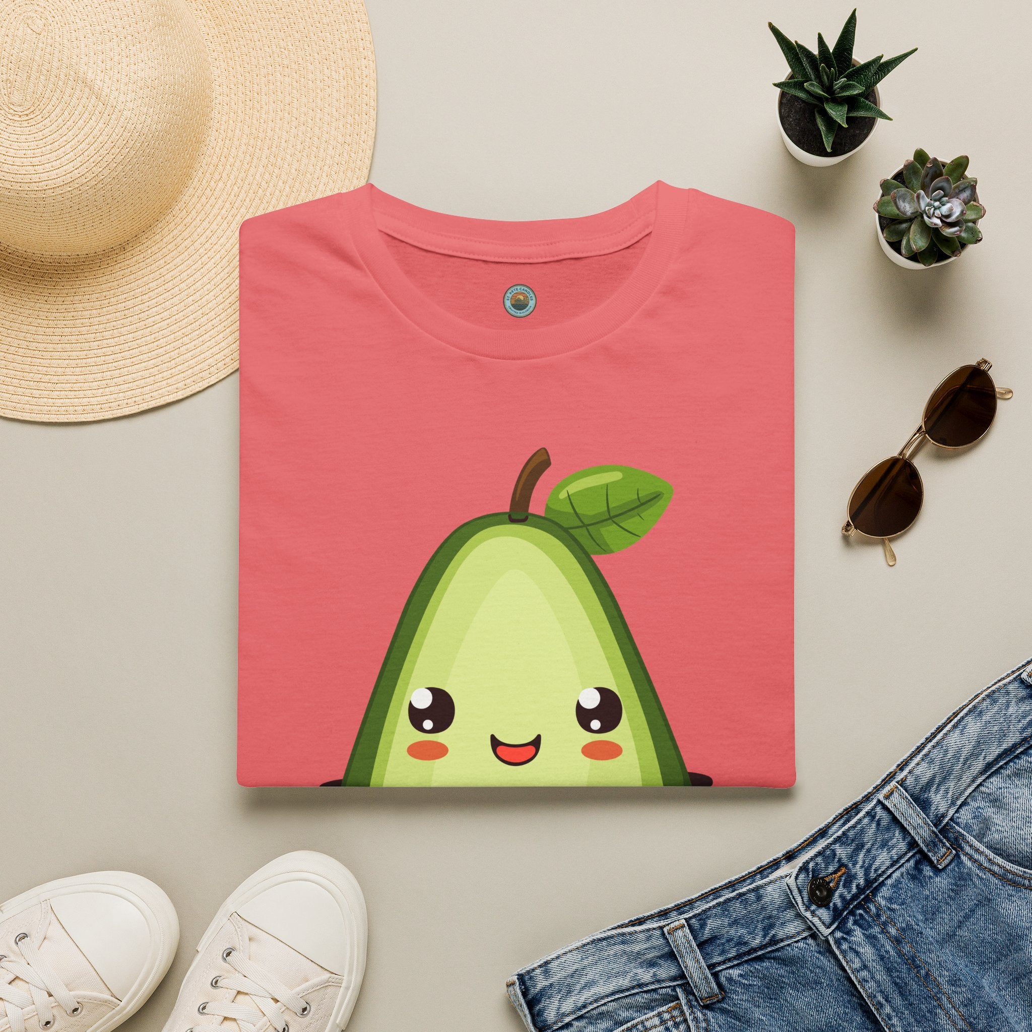 Kawaii Avocado Character T-Shirt