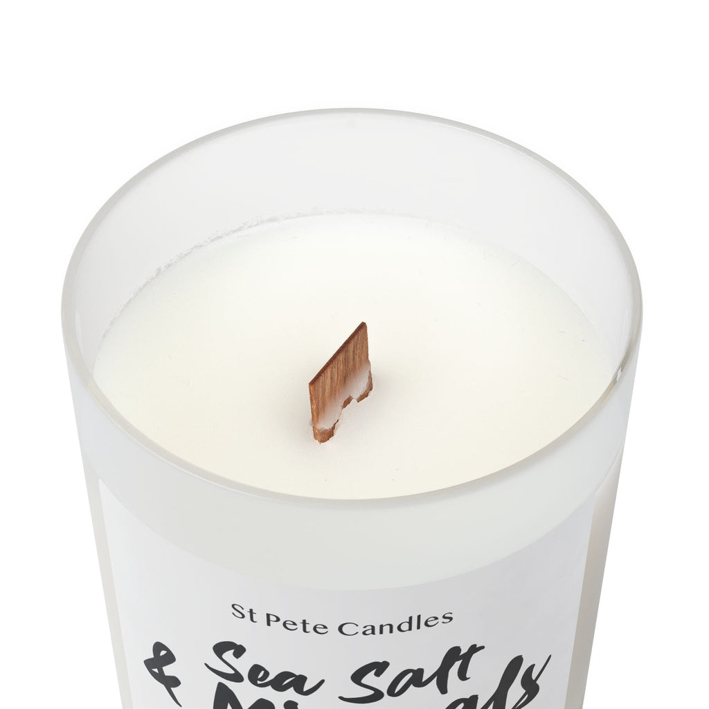 Sea Salt Minerals Coconut Apricot Soy Candle, Hand Poured Clean Burning Wax, Coastal Scented Gift, 11oz