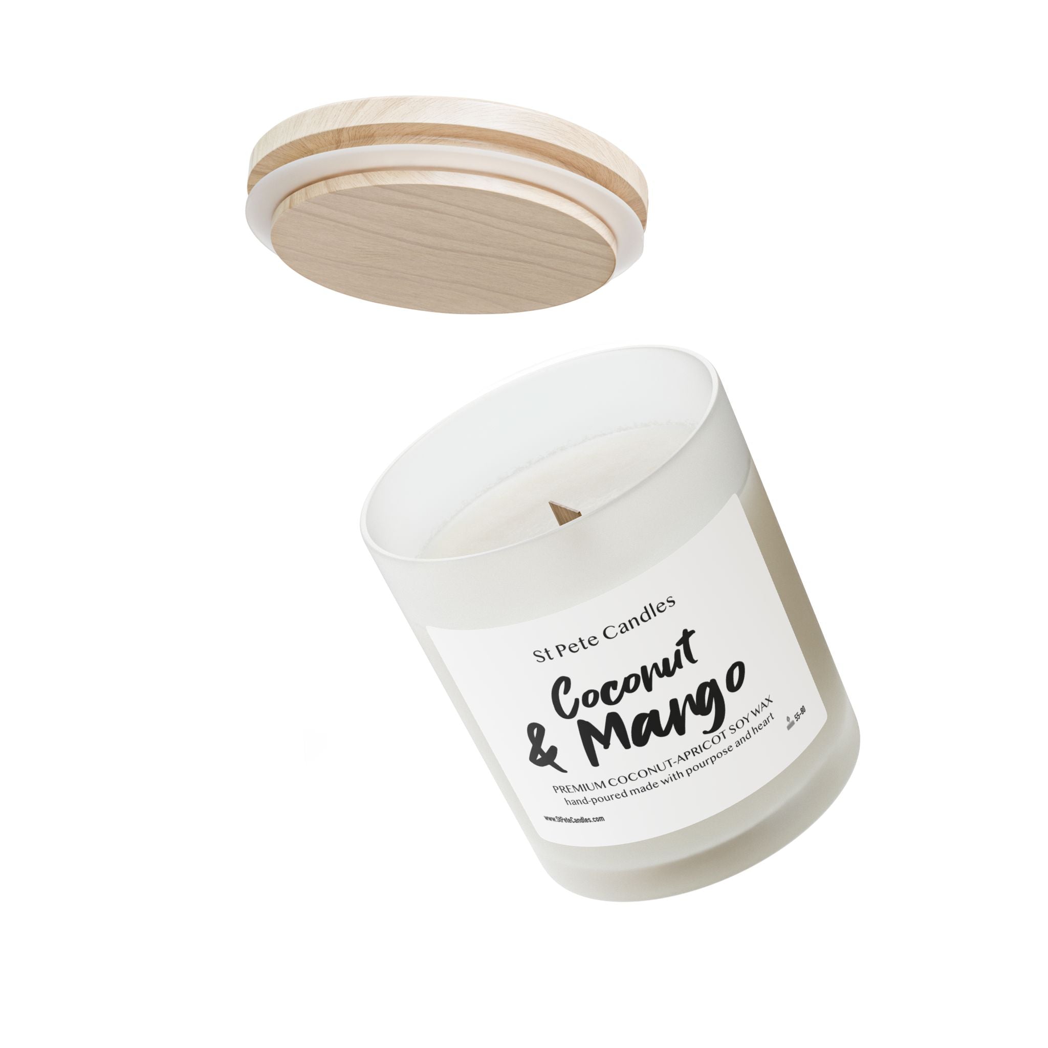 Mango Coconut Apricot Soy Candle, Hand Poured Clean Burning Wax, Coastal Scented Gift, 11oz