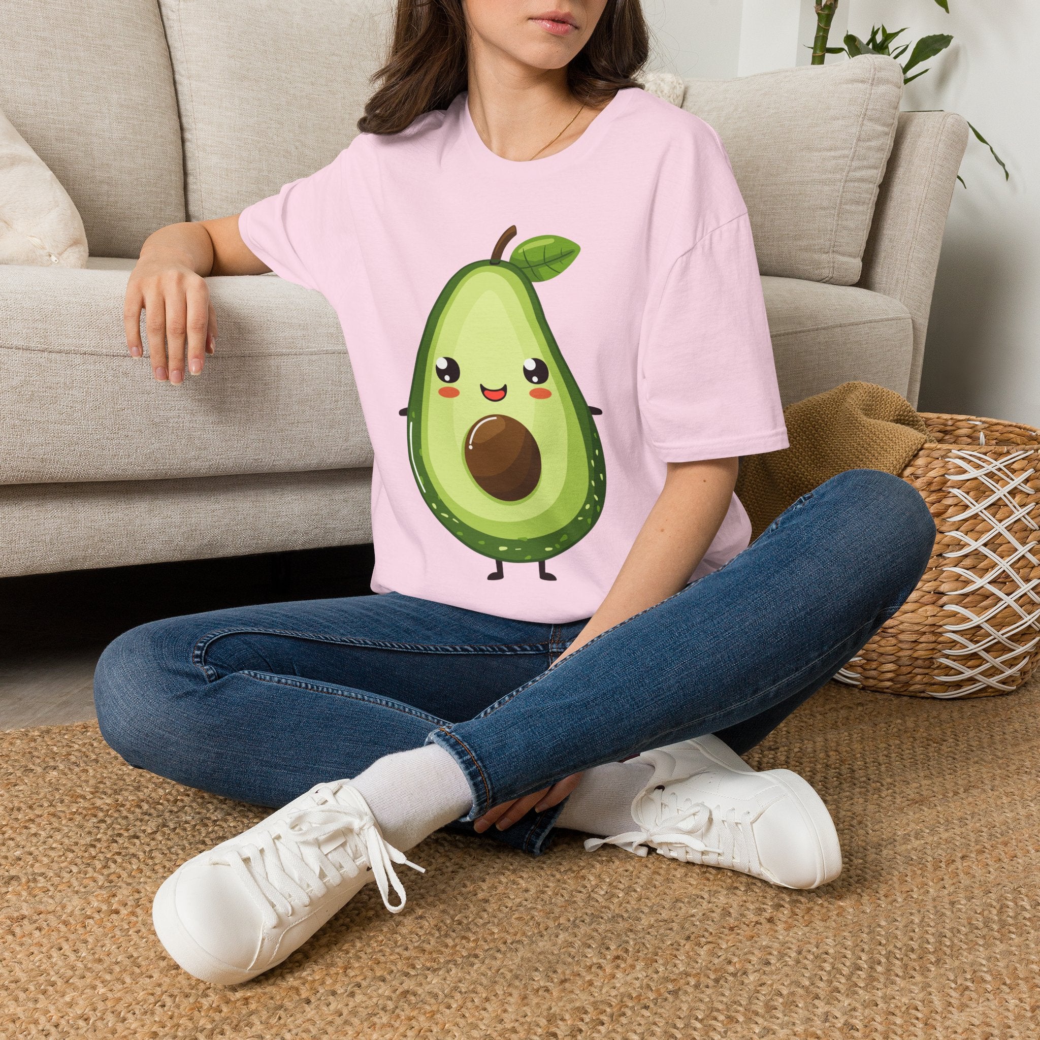 Kawaii Avocado Character T-Shirt