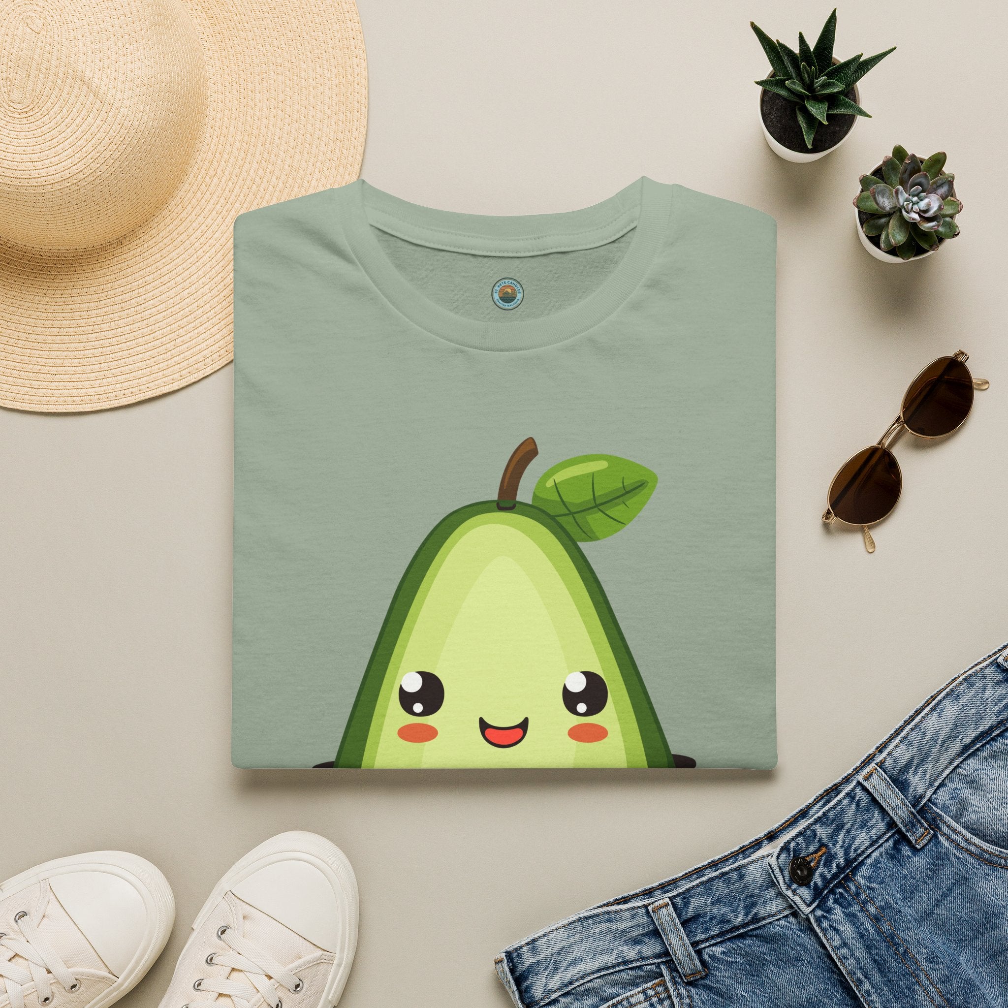 Kawaii Avocado Character T-Shirt