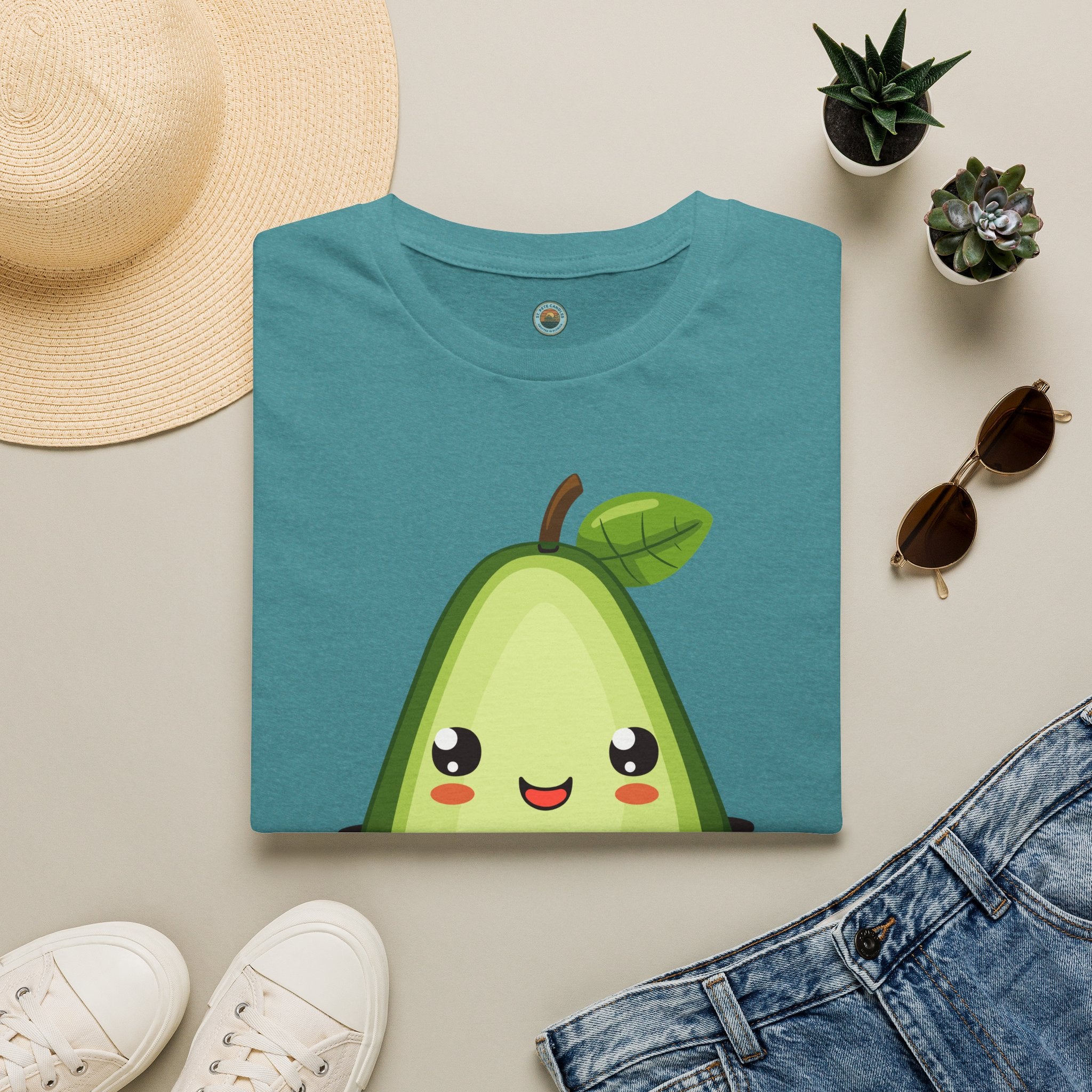 Kawaii Avocado Character T-Shirt