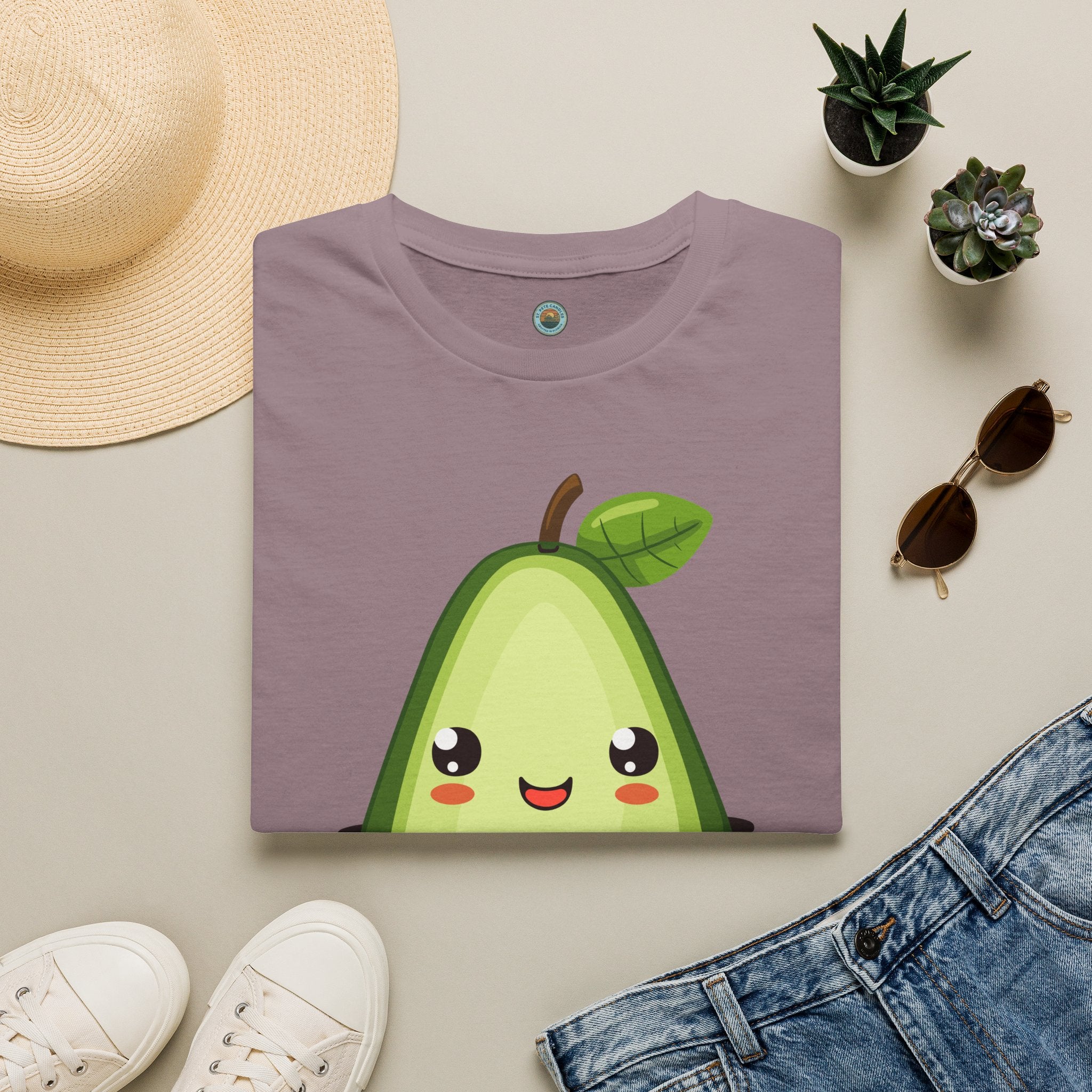 Kawaii Avocado Character T-Shirt