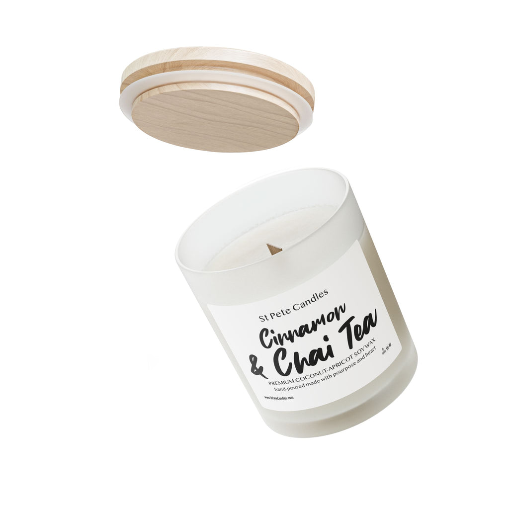 Cinnamon Chai Coconut Apricot Soy Candle, Hand Poured Clean Burning Wax, Coastal Scented Gift, 11oz