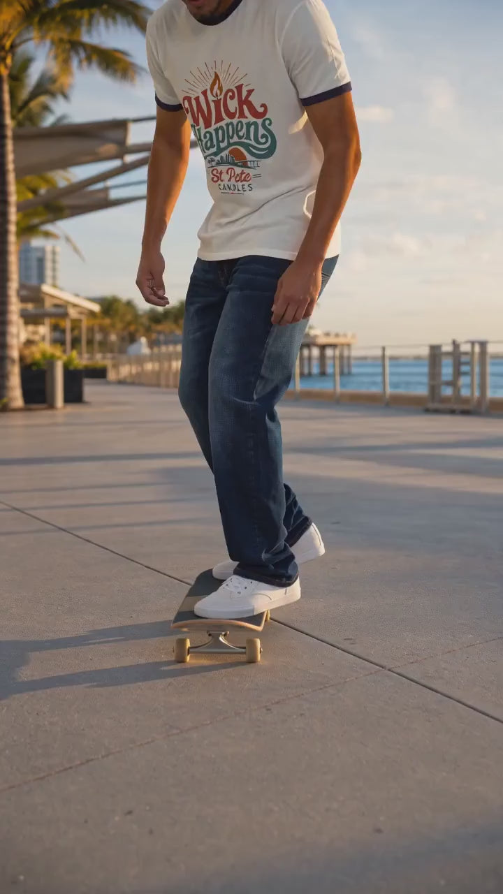 Vintage Florida Sunset T-Shirt, Wick Happens Ringer Tee