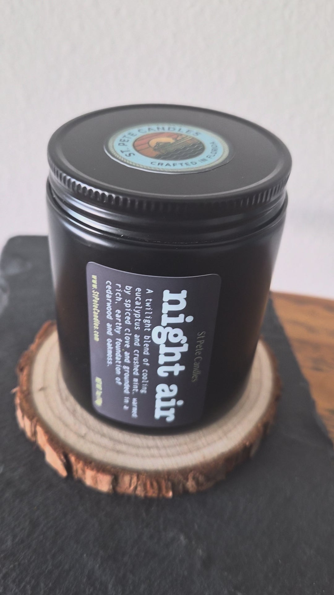 Eucalyptus Mint Scented Fragrance, Mens Cologne Soy Wax Candle, Wood Coaster Gift for Him