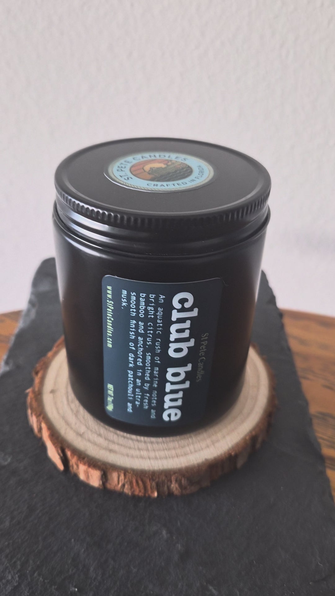 Citrus Musk Scented Fragrance, Mens Cologne Soy Wax Candle, Wood Coaster Gift for Him